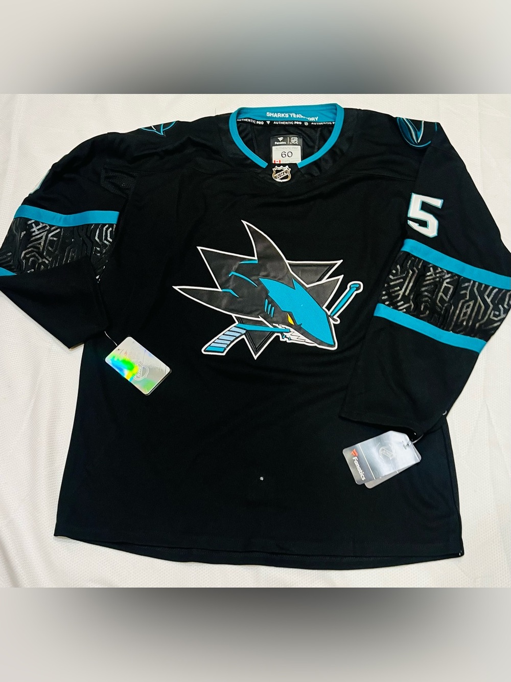 NWT Ryan Reaves San Jose Sharks Fanatics Home Jersey, Size 60 (2XL)
